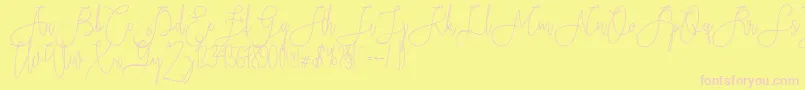 Rieesflomeo-Schriftart – Rosa Schriften auf gelbem Hintergrund