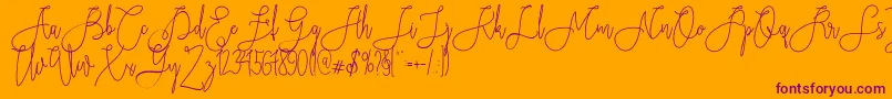 Rieesflomeo-Schriftart – Violette Schriften auf orangefarbenem Hintergrund