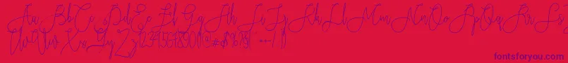 Rieesflomeo-Schriftart – Violette Schriften auf rotem Hintergrund