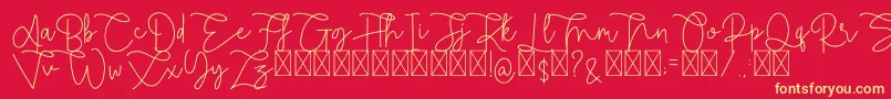 Rietha Font – Yellow Fonts on Red Background