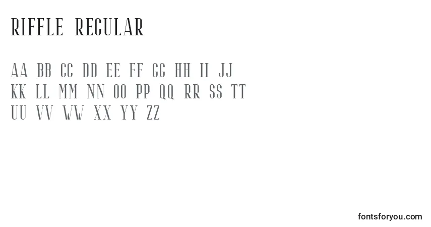 Schriftart Riffle Regular (138693) – Alphabet, Zahlen, spezielle Symbole