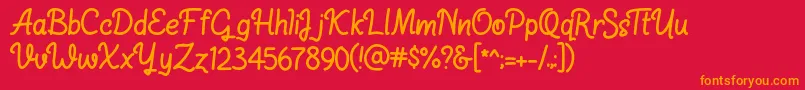 Rigenno-Schriftart – Orangefarbene Schriften auf rotem Hintergrund