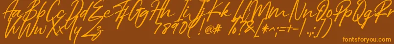 Right Female-Schriftart – Orangefarbene Schriften auf braunem Hintergrund