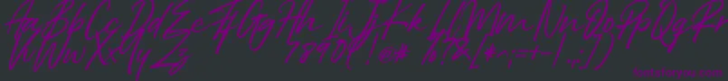 Right Female-Schriftart – Violette Schriften auf schwarzem Hintergrund