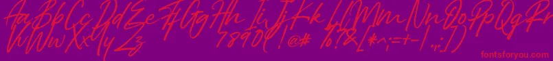 Right Female-Schriftart – Rote Schriften auf violettem Hintergrund