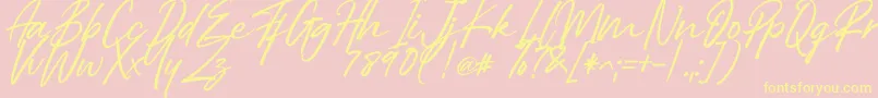 Right Female-Schriftart – Gelbe Schriften auf rosa Hintergrund