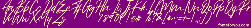 Right Female-Schriftart – Gelbe Schriften auf violettem Hintergrund