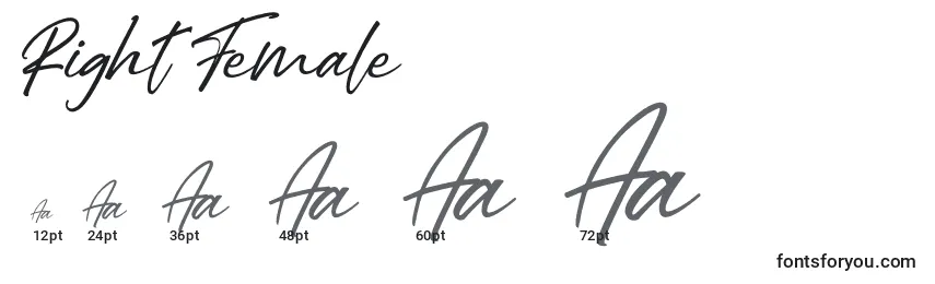 Right Female Font Sizes