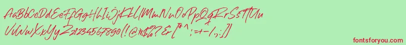 フォントRight Gilligant Font – 赤い文字の緑の背景