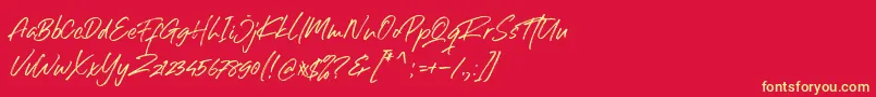 フォントRight Gilligant Font – 黄色の文字、赤い背景