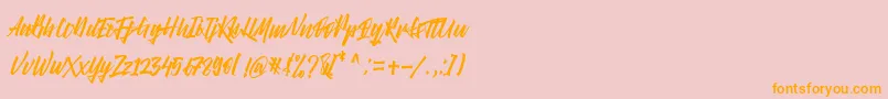 フォントRight Times Font – オレンジの文字がピンクの背景にあります。