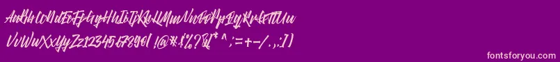 Right Times Font-fontti – vaaleanpunaiset fontit violetilla taustalla