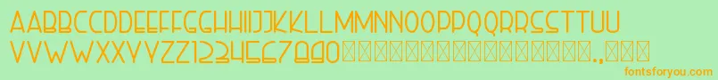 righthand bold personal-Schriftart – Orangefarbene Schriften auf grünem Hintergrund