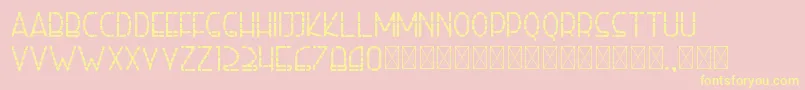 righthand bolddash personal-Schriftart – Gelbe Schriften auf rosa Hintergrund