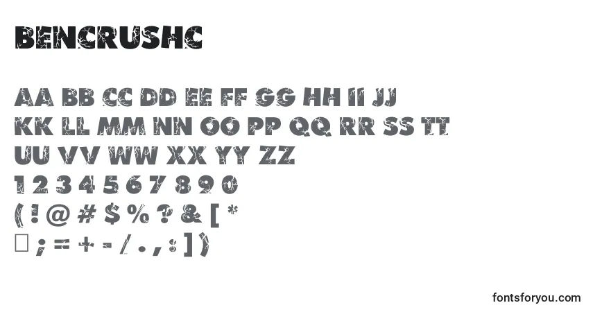 Czcionka Bencrushc – alfabet, cyfry, specjalne znaki