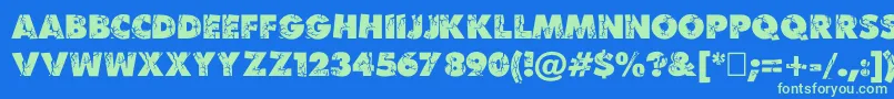 Bencrushc Font – Green Fonts on Blue Background