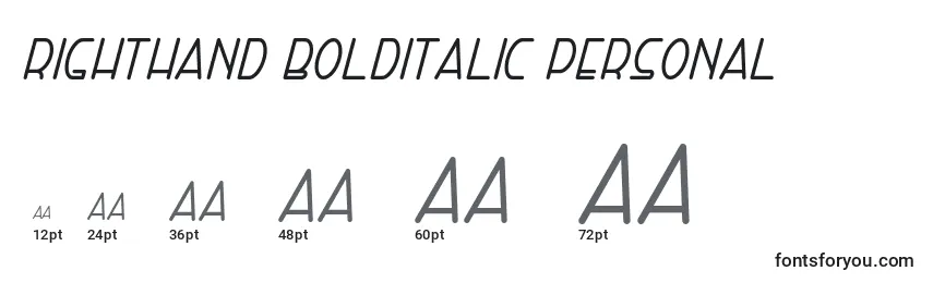 Righthand bolditalic personal Font Sizes