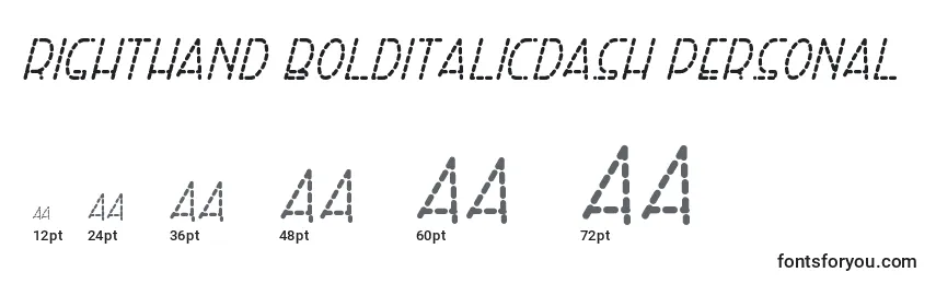 Righthand bolditalicdash personal Font Sizes