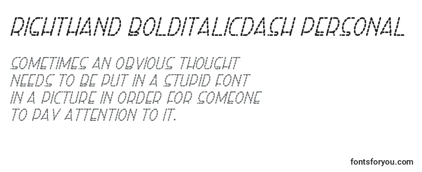Righthand bolditalicdash personal Font