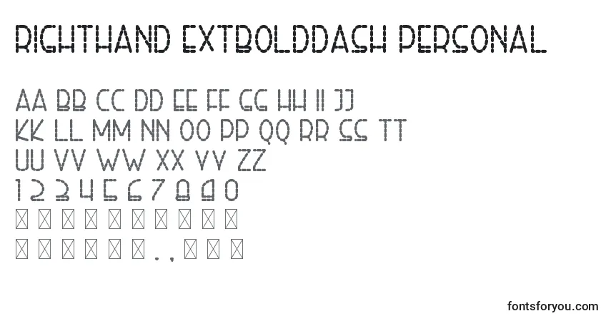 Czcionka Righthand extbolddash personal – alfabet, cyfry, specjalne znaki
