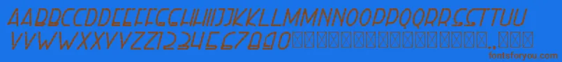 Шрифт righthand extbolditalicdash personal – коричневые шрифты на синем фоне