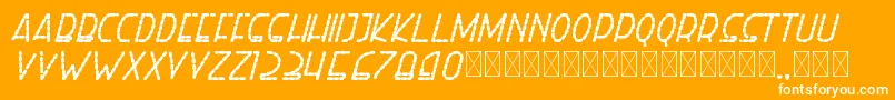 フォントrighthand extbolditalicdash personal – オレンジの背景に白い文字