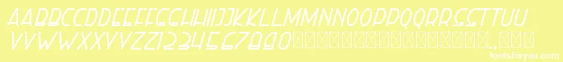 righthand extbolditalicdash personal-Schriftart – Weiße Schriften auf gelbem Hintergrund