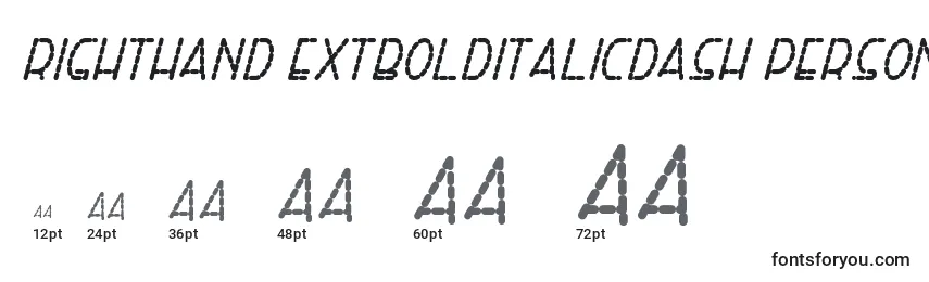 Righthand extbolditalicdash personal Font Sizes