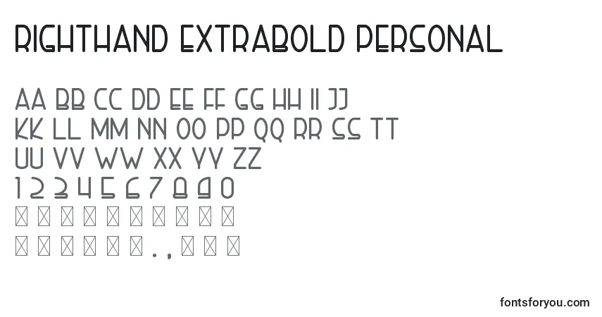 Schriftart Righthand extrabold personal – Alphabet, Zahlen, spezielle Symbole