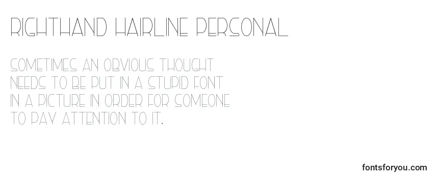 Righthand hairline personal Font