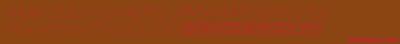 フォントrighthand hairlineitalic personal – 赤い文字が茶色の背景にあります。
