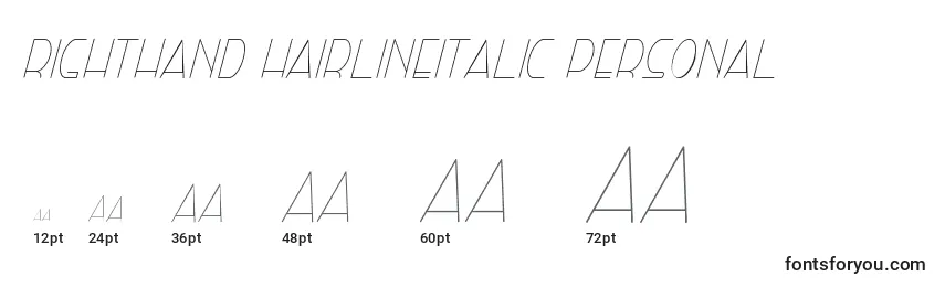 Righthand hairlineitalic personal Font Sizes