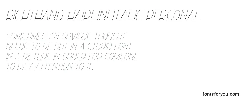 Review of the Righthand hairlineitalic personal Font