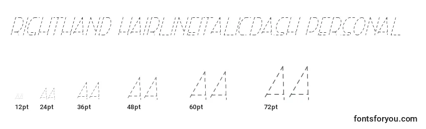 Righthand hairlineitalicdash personal Font Sizes