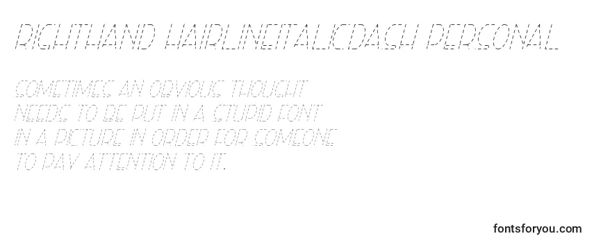 Review of the Righthand hairlineitalicdash personal Font