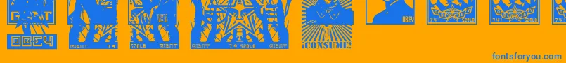 ObeytyrantCaps Font – Blue Fonts on Orange Background