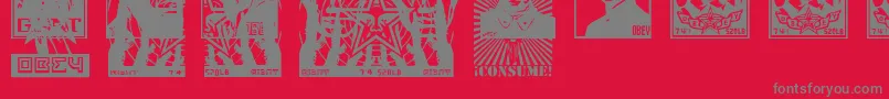 フォントObeytyrantCaps – 赤い背景に灰色の文字