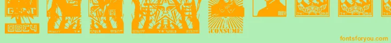 ObeytyrantCaps Font – Orange Fonts on Green Background