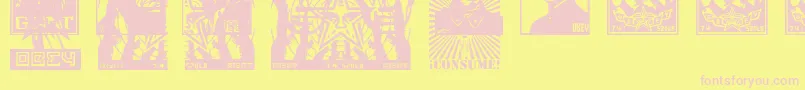 ObeytyrantCaps-fontti – vaaleanpunaiset fontit keltaisella taustalla