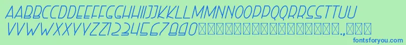 Fonte righthand italic personal – fontes azuis em um fundo verde