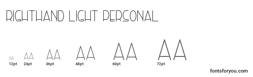 Размеры шрифта Righthand light personal