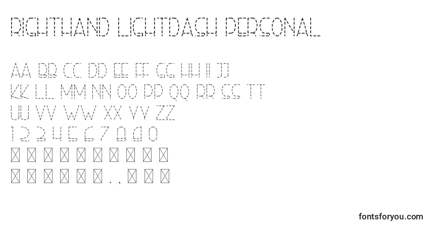 Schriftart Righthand lightdash personal – Alphabet, Zahlen, spezielle Symbole