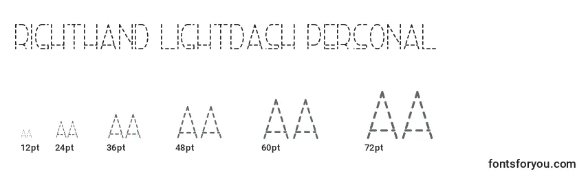 Größen der Schriftart Righthand lightdash personal