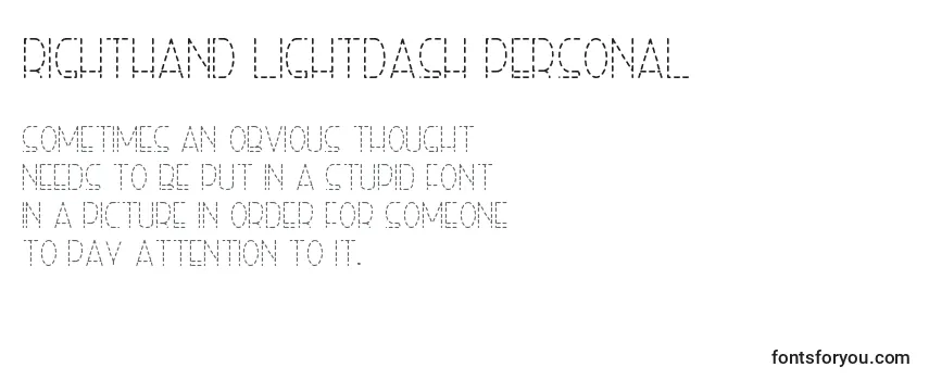 Überblick über die Schriftart Righthand lightdash personal