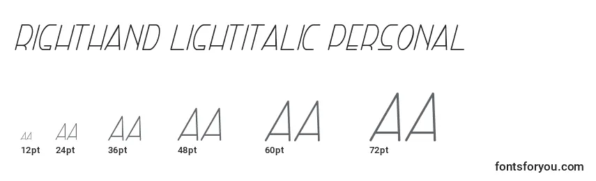 Righthand lightitalic personal Font Sizes