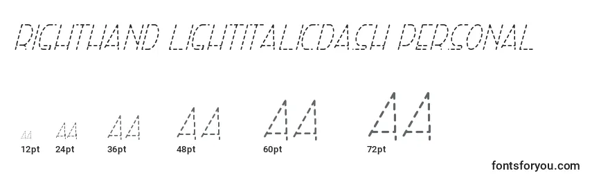 Righthand lightitalicdash personal Font Sizes