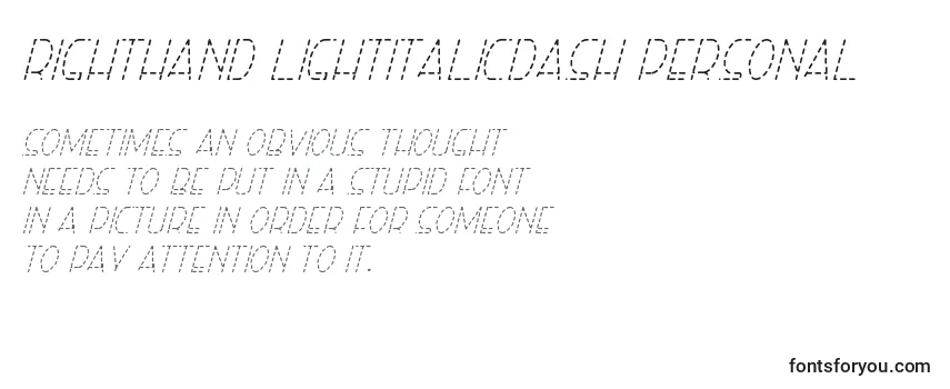 Review of the Righthand lightitalicdash personal Font
