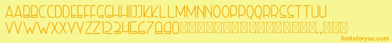 フォントrighthand personal – オレンジの文字が黄色の背景にあります。