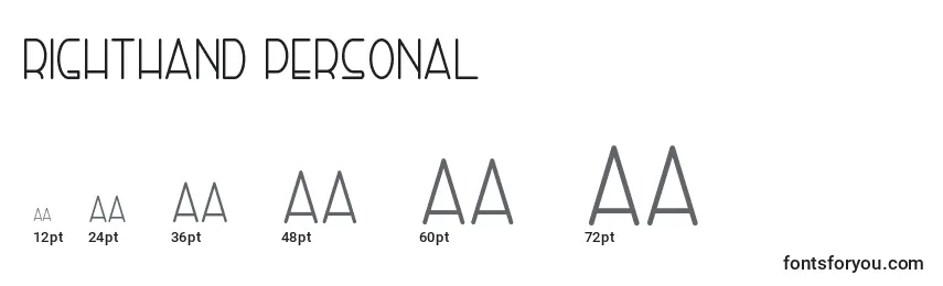 Größen der Schriftart Righthand personal