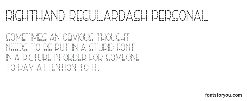 Review of the Righthand regulardash personal Font